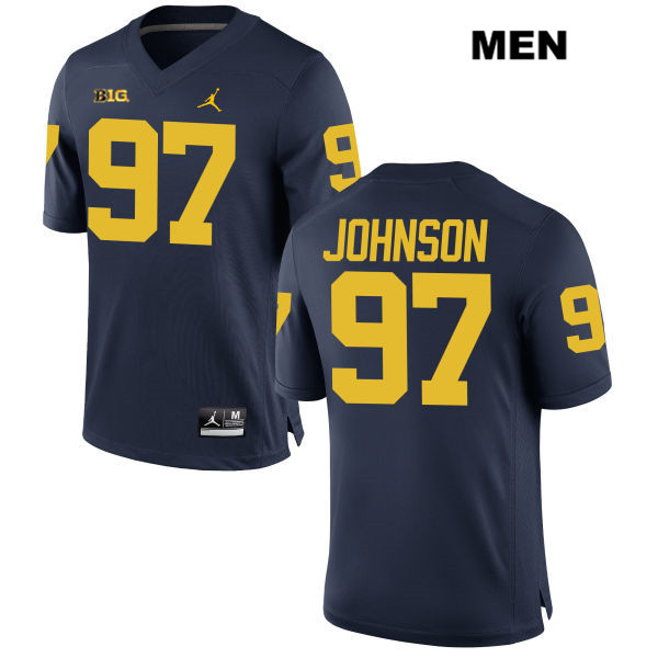 Men's NCAA Michigan Wolverines Ron Johnson #97 Navy Jordan Brand Authentic Stitched Football College Jersey MM25S11JY